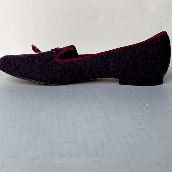 Cole Haan Purple Wool Loafers Pink Maroon Velvet Bow Slip On Flats 10B - Picture 5 of 8
